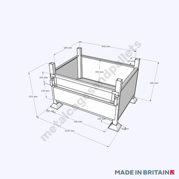 Heavy-duty Metal Stillage with Half Drop Front